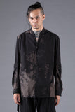 D.Hygen Brush Print Rayon x Cotton x Linen Shawl Collar Shirt