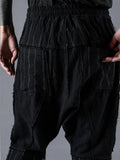 Dhygen Wool Cotton Stripe Combination Low Crotch Cropped Pants