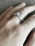 M.A+ Thick Silver Stitched Multiple Cross Ring