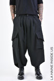 La Haine Inside Us Stretch Over Cargo Fluid Black Trousers