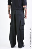 La Haine Inside Us Stretch Over Cargo Fluid Black Trousers