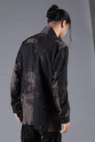 D.Hygen Brush Print Rayon x Cotton x Linen Shawl Collar Shirt