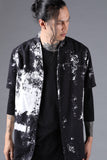 D.Hygen Brush Print Rayon x Cotton x Linen Shawl Collar Half Sleeve Shirt