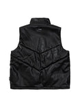 Ajo  Star Vegan Leather Puffer Vest [BLACK]