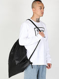 Ajo Vegan Leather Logo Embossed String Bag [BLACK]