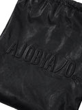 Ajo Vegan Leather Logo Embossed String Bag [BLACK]