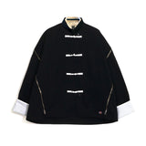 Facetasm Mandarin Button Zip Jacket Black
