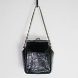 Seokwoon Yoon Black Croc Mini Square Pocket Bag