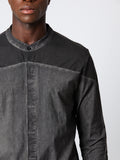 Thom Krom Collarless Contrast Patchwork Shirt