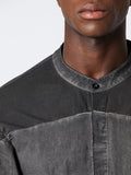 Thom Krom Collarless Contrast Patchwork Shirt