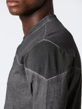 Thom Krom Collarless Contrast Patchwork Shirt