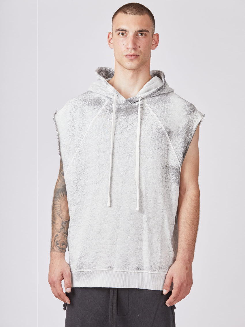 White sale sleeveless hoodie